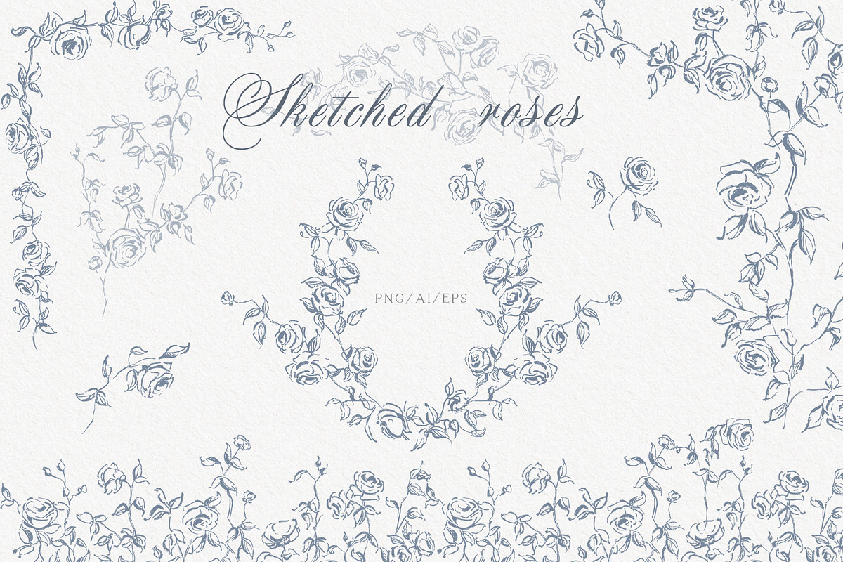 Sketched roses clipart collection, a Decorative Illustration by Sensual Art (Photo 1 of 8)