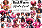 Watercolor Black Women Clip Art, a Graphic by CitraGraphics (Thumbnail 1 of 4)