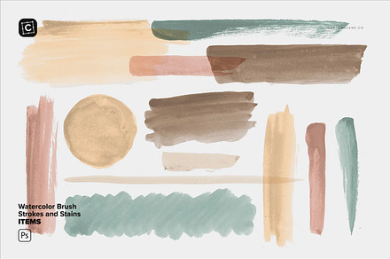 Watercolor Brush Strokes and Stains