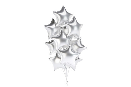 Silver Star Balloon Bouquet 3D Model, an Object 3D Model by rebrandy