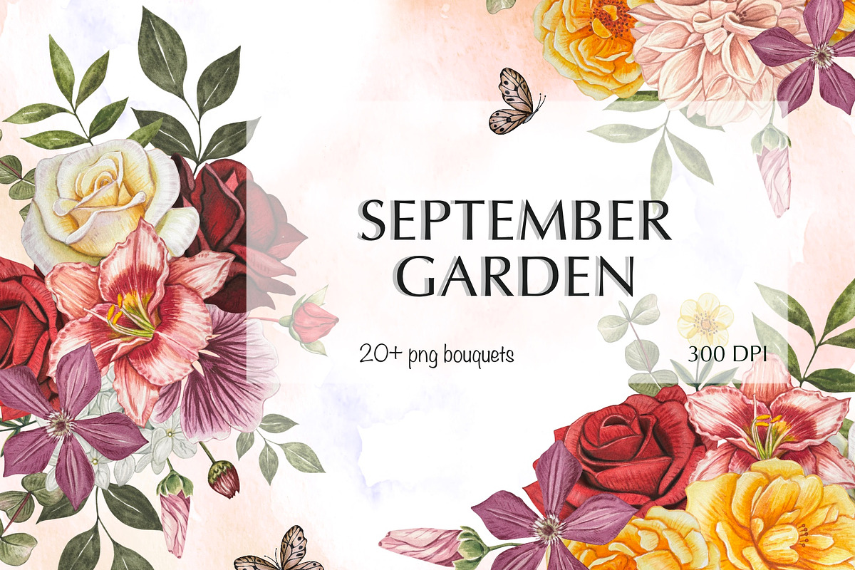 Watercolor Autumn Floral Bouquets, an Illustration by DiashaArt (Photo 1 of 5)