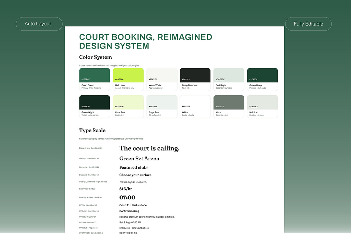 Courtly – Tennis Court Booking App, an UI Kit Template by Pitchlook.Studio (Photo 4 of 4)