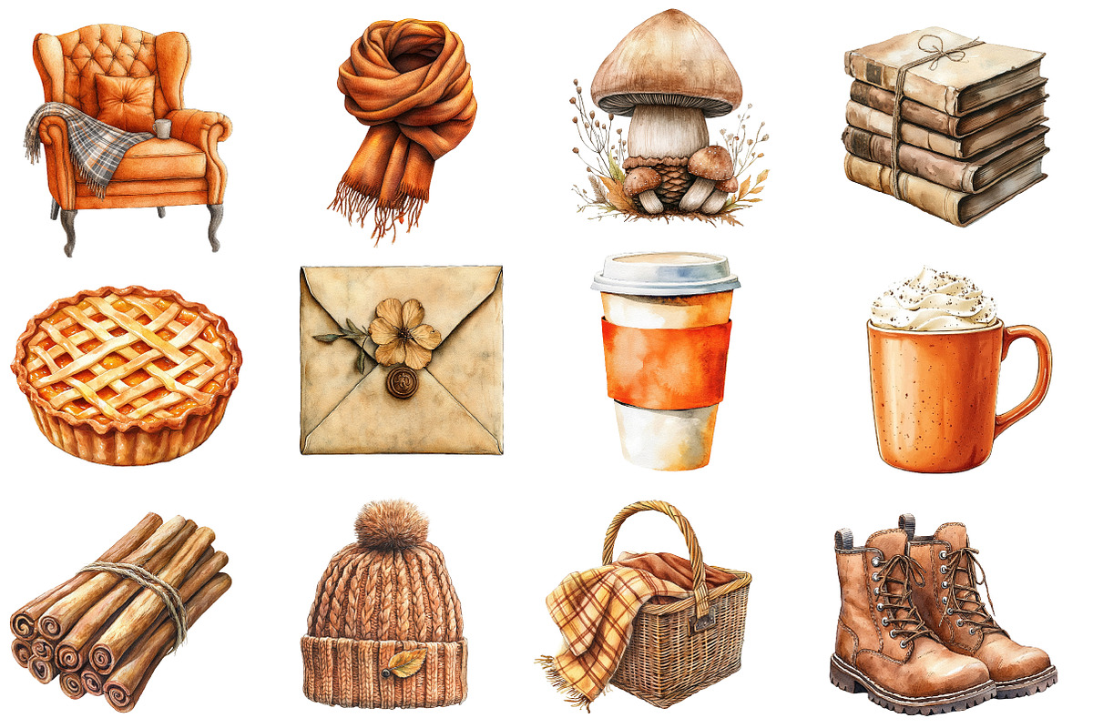 Autumn Aesthetic Elements Clipart, an Illustration by Designworld (Photo 2 of 9)