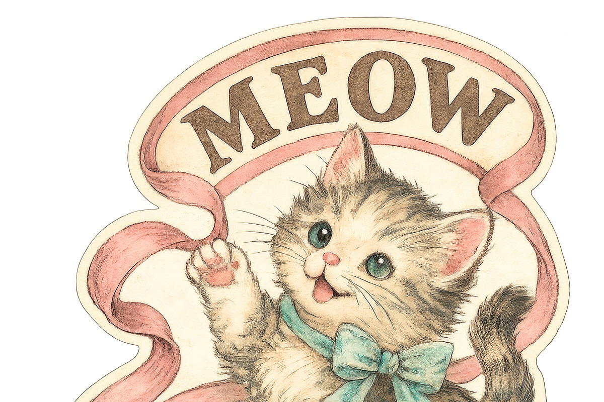 Kitsch kittens retro vintage cute il, an Illustration by Dvoevnore photos