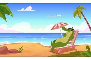Crocodile mascot. Cute cartoon, an Animal Illustration by Onyx