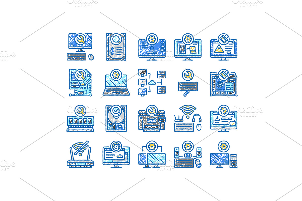 repair computer pc service icons, an Object Illustration by pikepicture