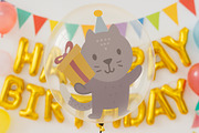 Cats Birthday Clipart Set, an Animal Illustration by Palau (Thumbnail 3 of 10)