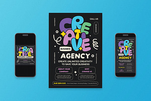 Black Creative Agency Business Flyer, a Flyer Template by Aiyari Graphic