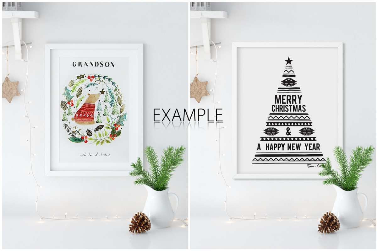 Christmas Frame Mockup Bundle, a Print Template by Yuri-U (Photo 10 of 19)
