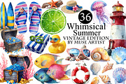 Whimsical Summer Clipart, an Illustration by DreamArtGraphic (Thumbnail 1 of 8)