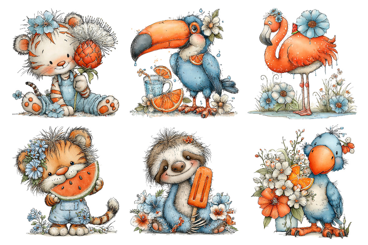 Tropical Fruit Party Animals Clipart, a Seasonal Illustration by Daily.Designs (Photo 5 of 5)