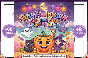 Cute Halloween Bold Easy Coloring, a Seasonal Illustration by Coco Bloom
