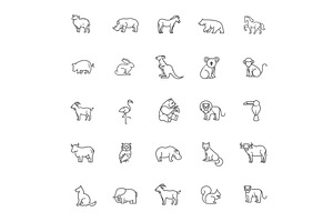 Animal icons. Zoo line icons, an Animal Illustration by Tettygreen