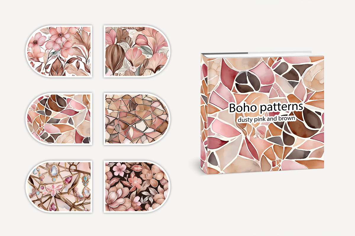 Boho Patterns. Pink and brown, a Pattern Graphic by L- design studio (Photo 4 of 7)