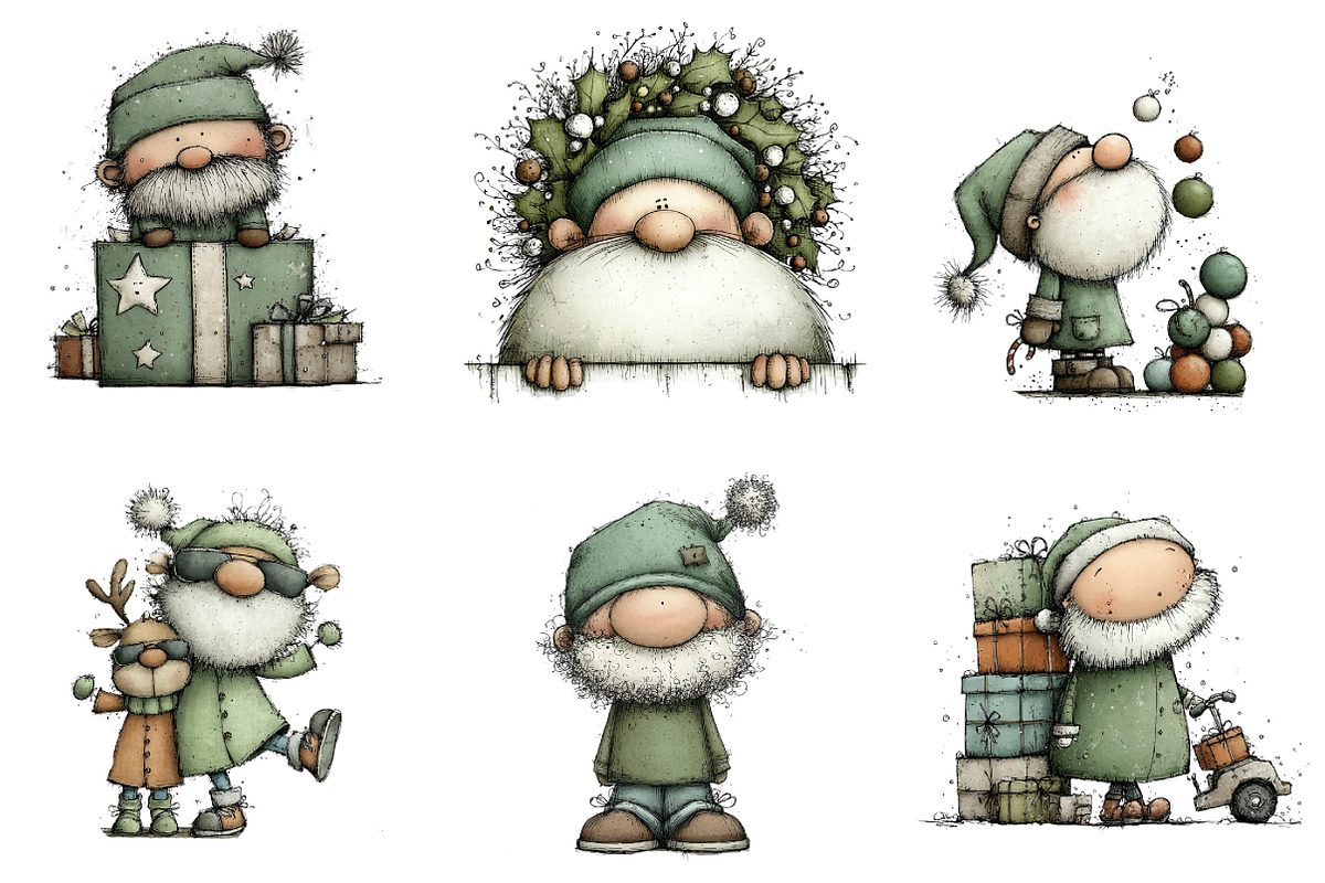 Whimsical Santa Clipart, an Illustration by DreamArtGraphic (Photo 5 of 5)