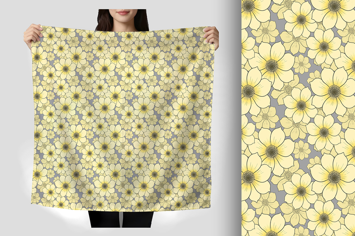 Butter Yellow and Grey Floral, a Pattern Graphic by Sharon Schwalbe (Photo 5 of 8)