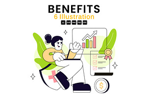 6 Benefits Vector Illustration, a Finance Illustration by denayunebgt