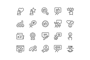 Line Customer Satisfaction Icons