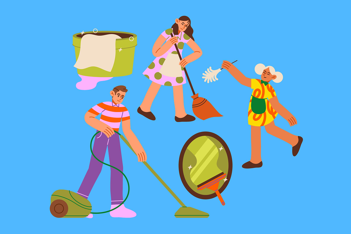 Cleaning Service Asset Illustration, an Object Illustration by graphicook