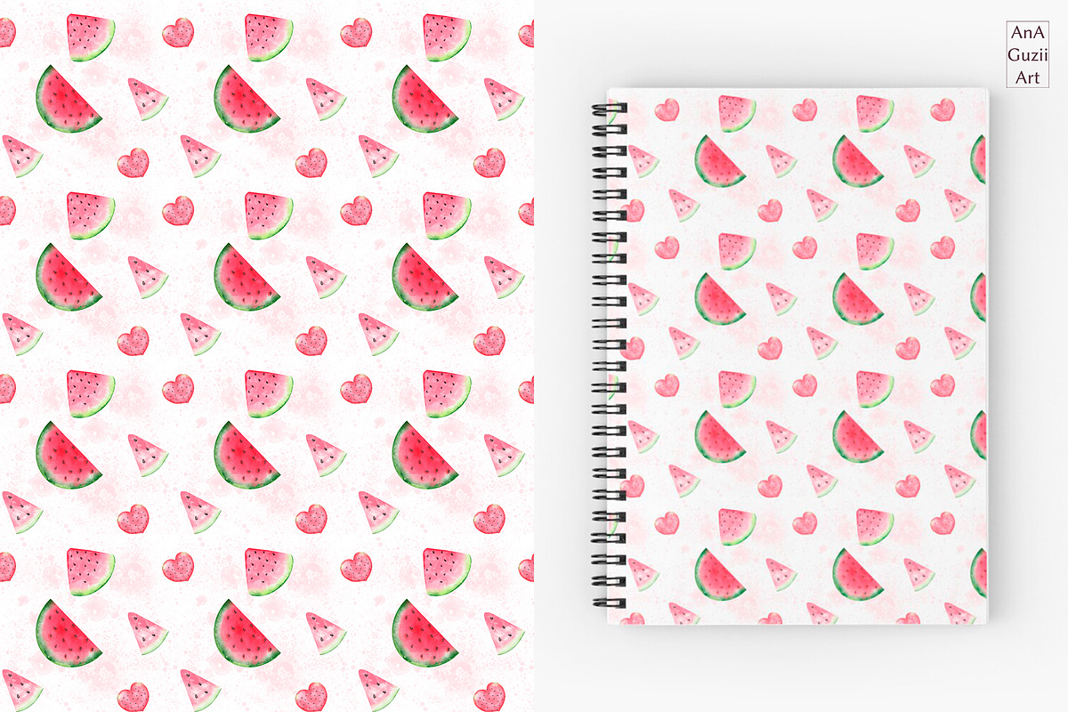 Watermelon watercolor clipart., an Illustration by AnaGuziiArt (Photo 10 of 14)