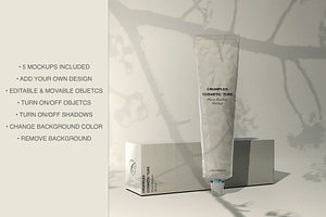 Crumpled Cosmetic Tube Mockup Set