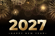 Happy New Year 2027 golden fireworks, a Decorative Illustration by Yayasya (Thumbnail 3 of 3)