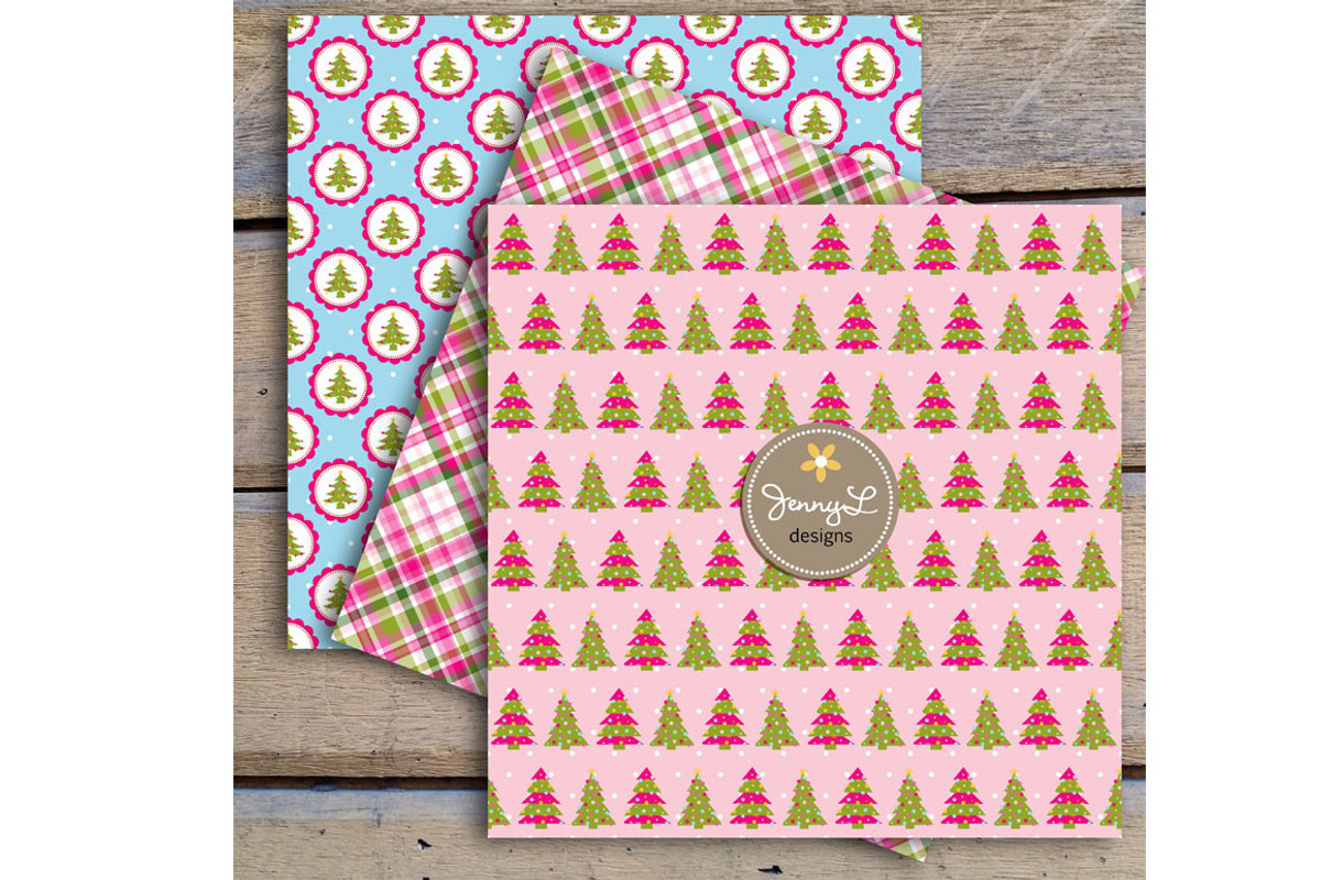 Christmas Trees Digital Papers, a Pattern Graphic by JennyL Designs (Photo 2 of 3)