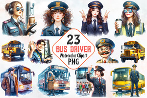 Bus Driver Watercolor Clipart, an Illustration by RobertsArt