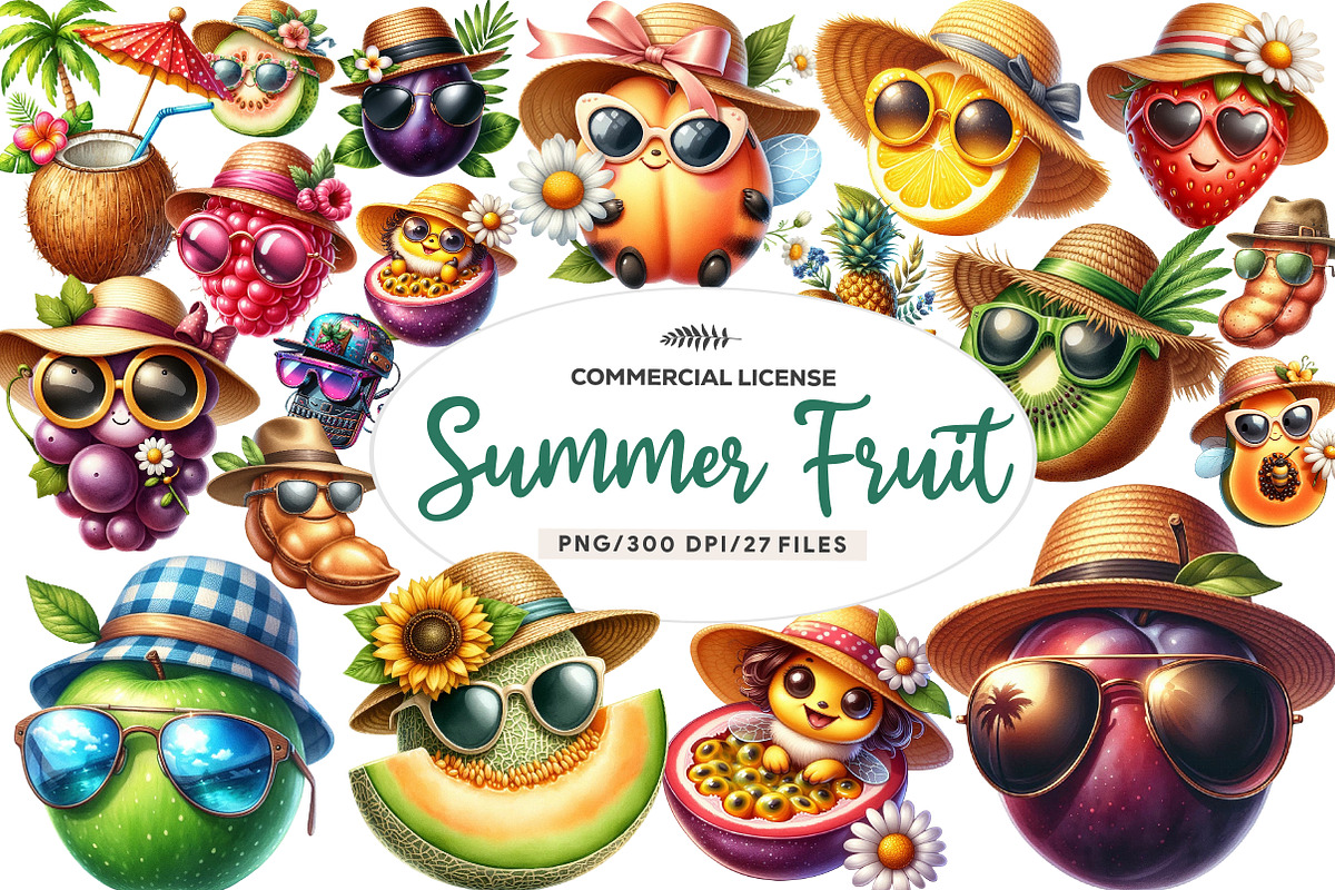 Summer Fruit Watercolor Clipart, an Illustration by CreationArt (Photo 1 of 9)