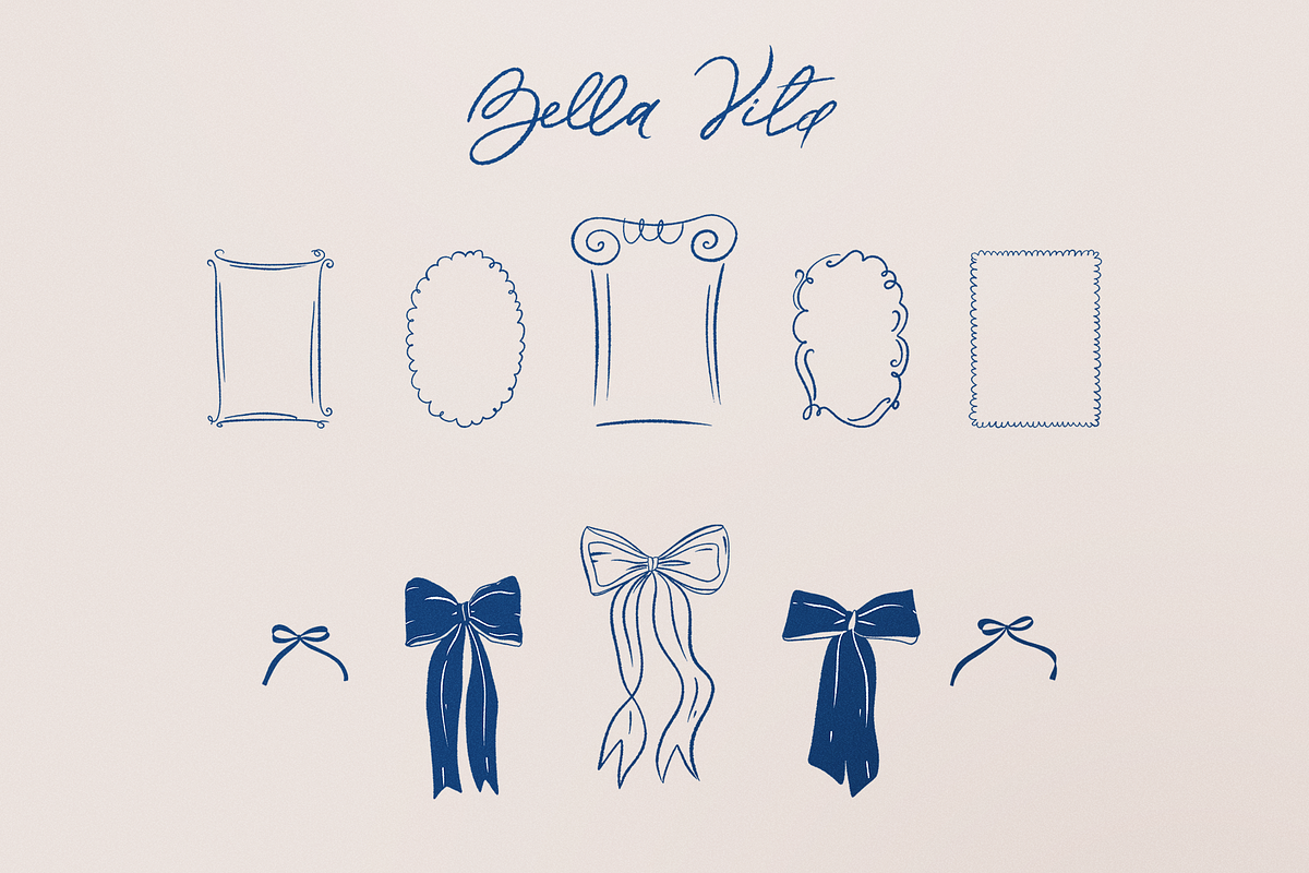 Wedding doodle svg Trendy bow, frame, a Decorative Illustration by Summer Nightingale Art (Photo 13 of 17)
