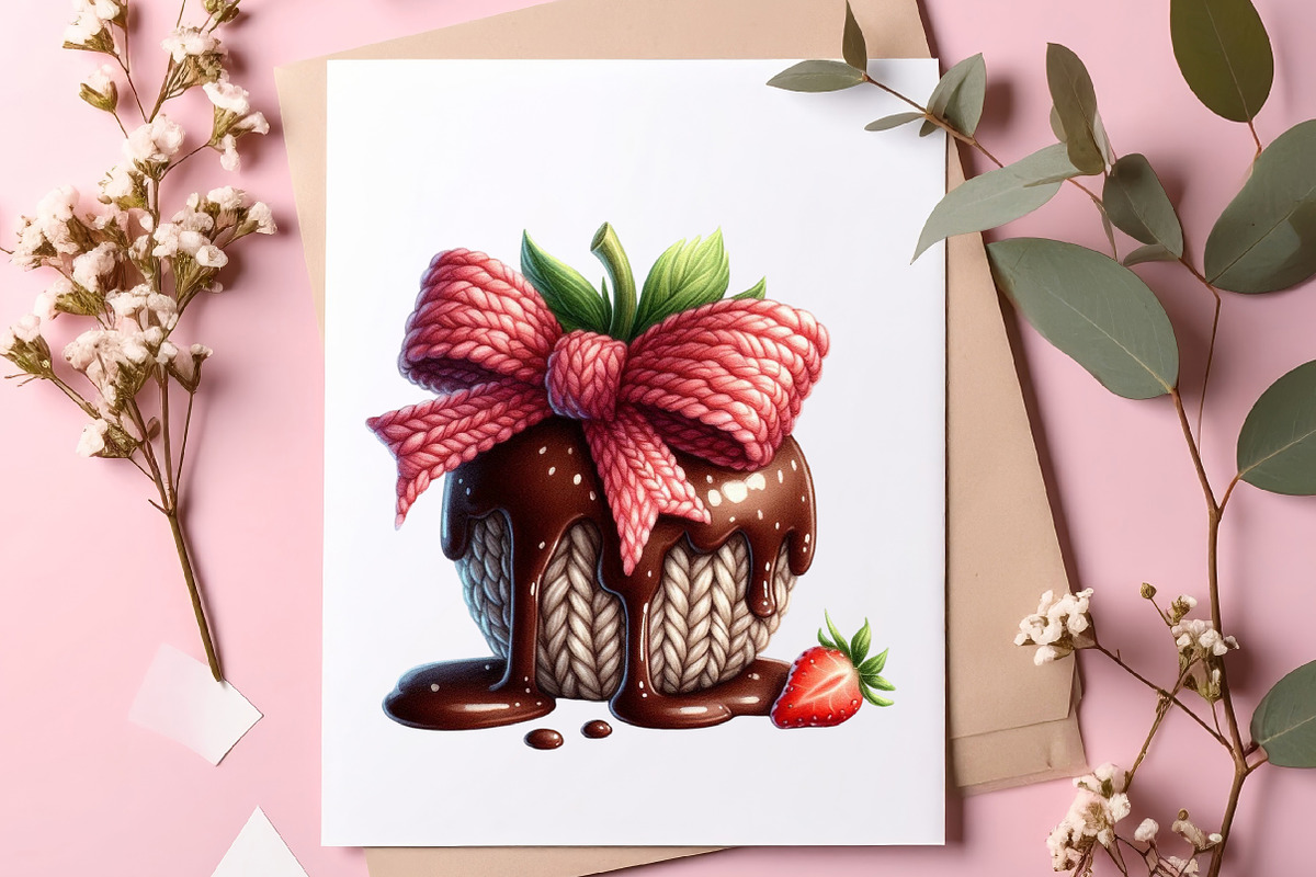 Crochet Valentine Strawberry Bow PNG, an Illustration by SinaCreation (Photo 5 of 11)