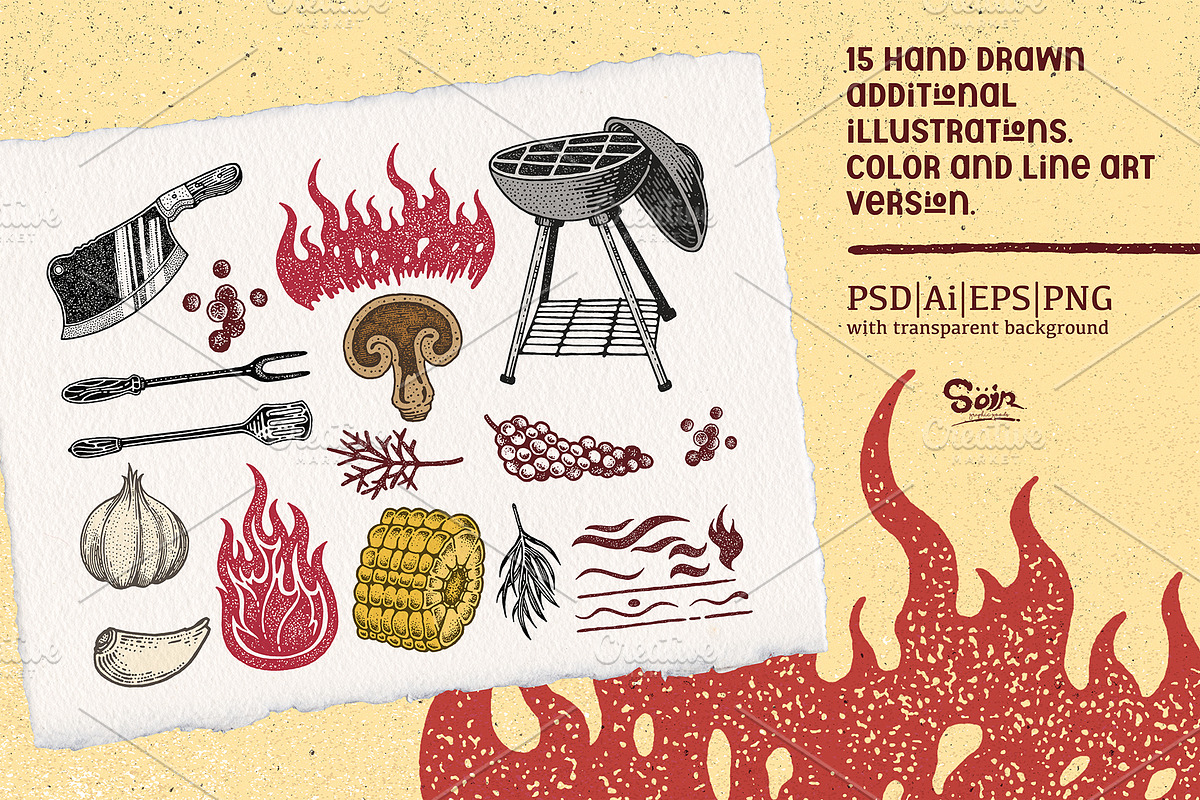 MEAT AND GRILL, a Food Illustration by Soir Creative (Photo 5 of 7)