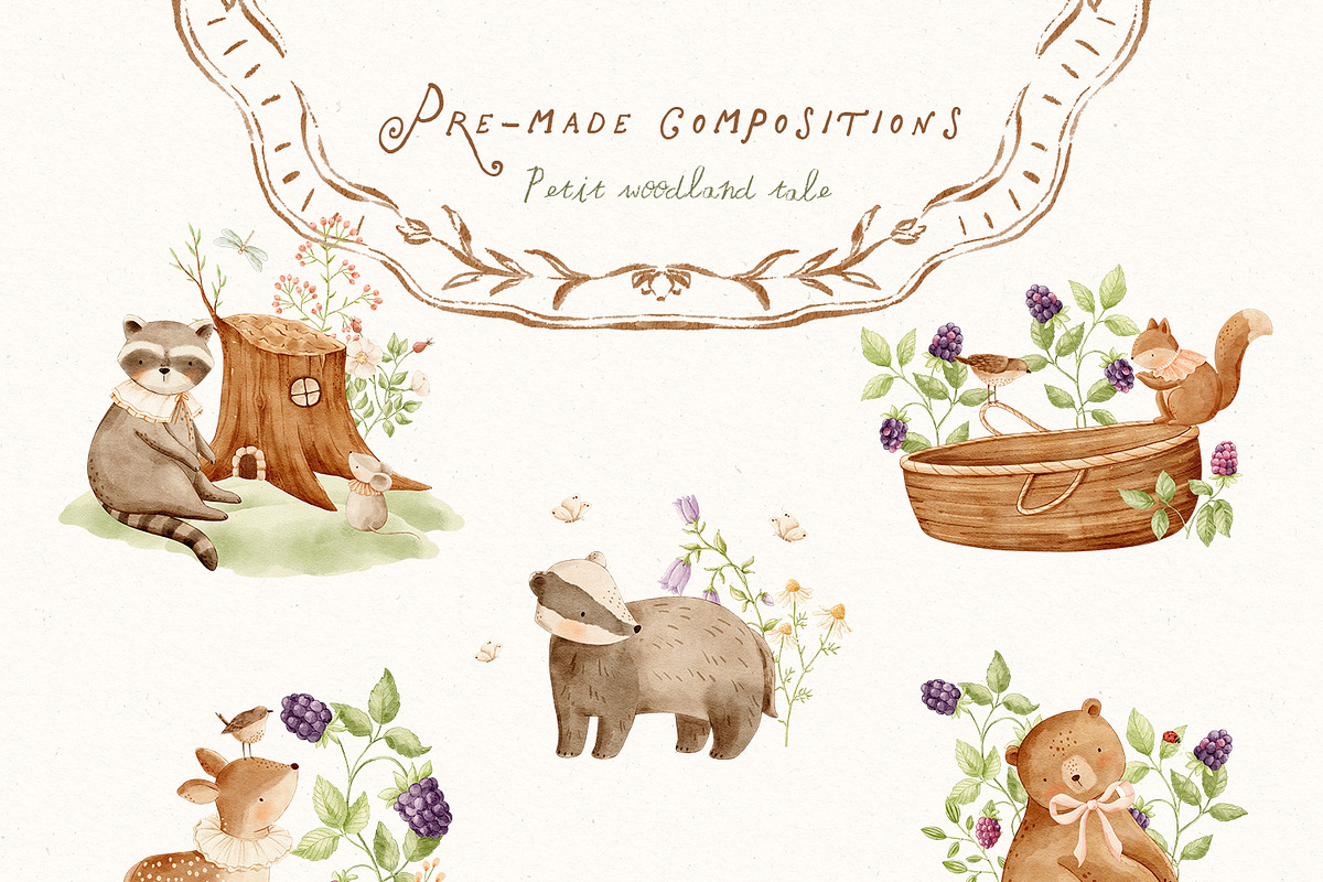 Charming meadow - woodland clipart, a Decorative Illustration by polikarpovaart (Photo 18 of 30)