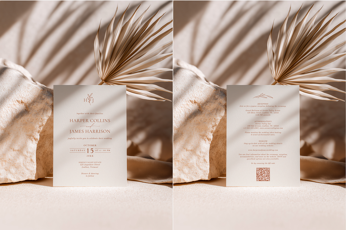 Neutral Boho Invitation Card Mockup, a Product Mockup by Serenefeeling (Photo 2 of 6)
