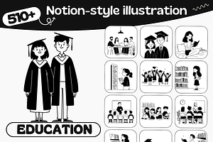 510 Notion Style Education Pack, an Education Illustration by DaisyStudio
