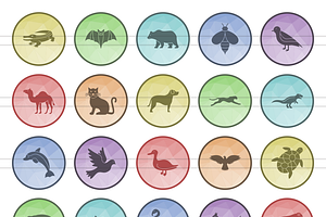 60 Animals & Insects Low Poly Icons