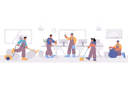Cleaning service in office, janitors, a Person Photo by art PVP - market