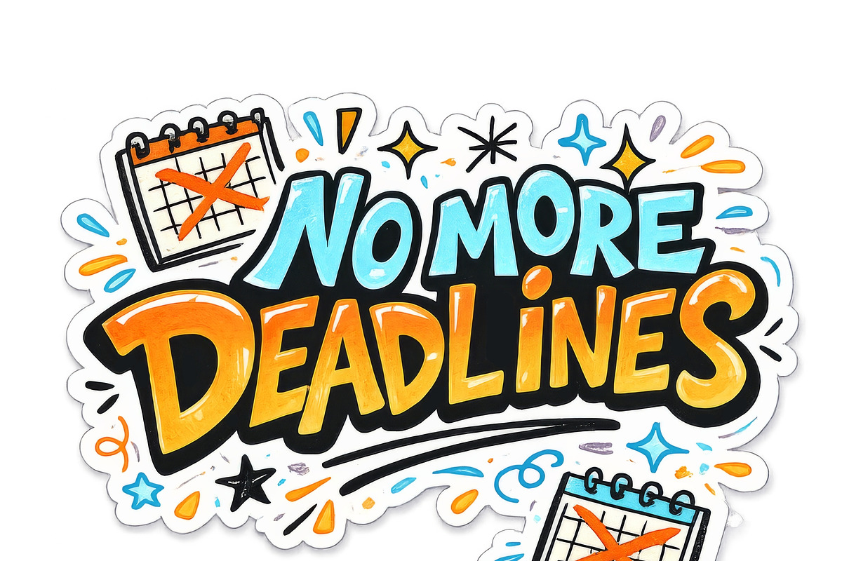 No more deadlines message on stylize, an Illustration by Dvoevnore photos