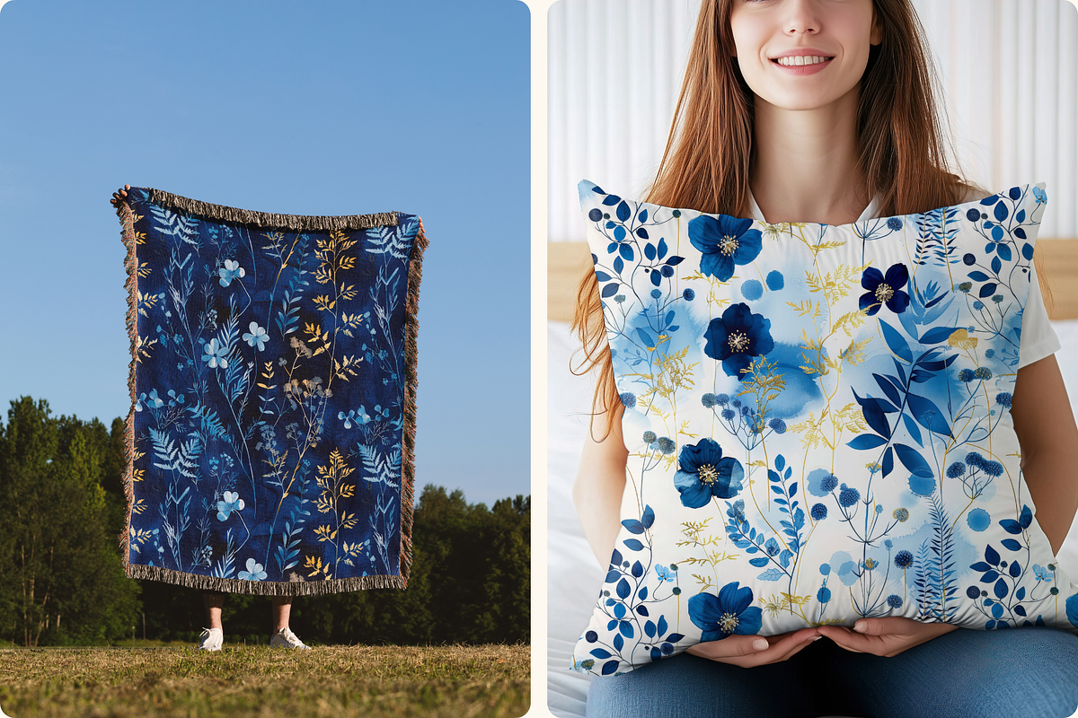 Cyanotype Gold Seamless Patterns, a Pattern Graphic by Ninterints (Photo 12 of 13)