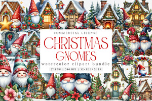 Christmas Gnome clipart bundle, an Illustration by SinaCreation