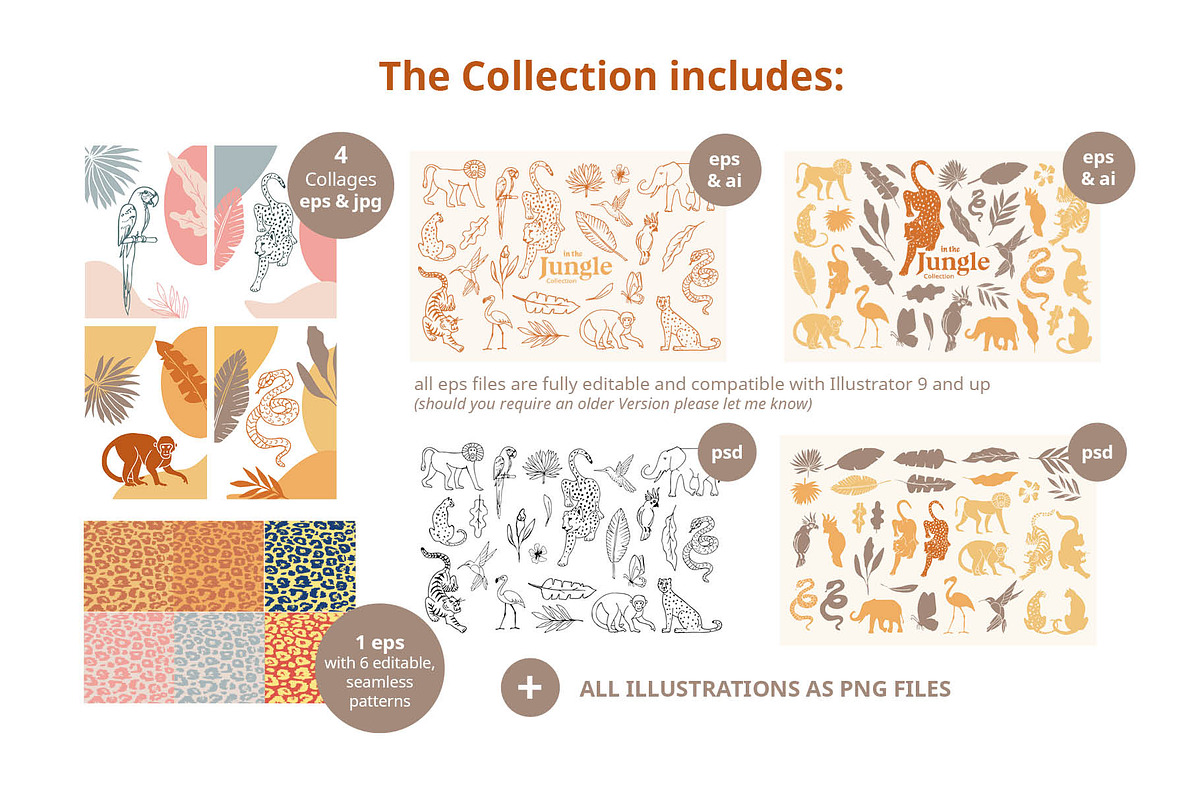 Jungle Animals Vector & Pattern Set, an Animal Illustration by Annakaroline (Photo 7 of 10)