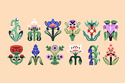 Abstract flowers set + backgrounds, a Decorative Illustration by PaperTrident (Thumbnail 2 of 16)