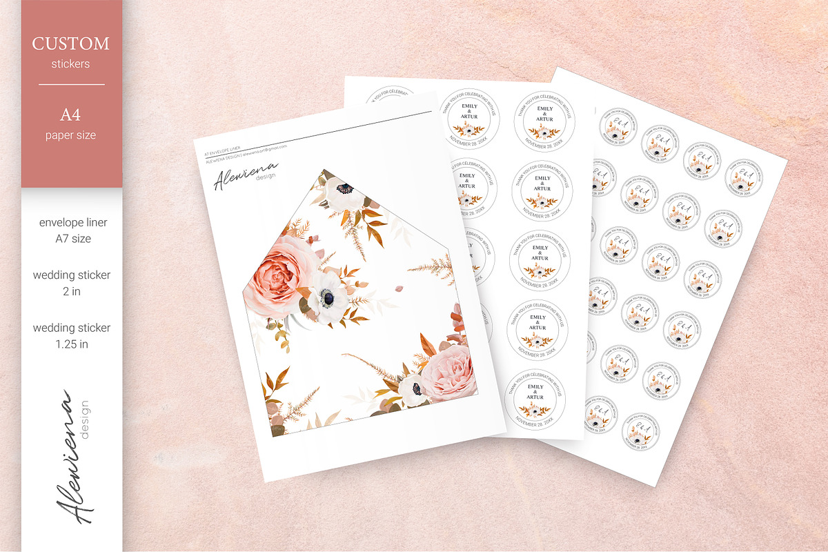 Wedding cards set blush peach & rust, an Invitation Template by Alewiena (Photo 13 of 13)