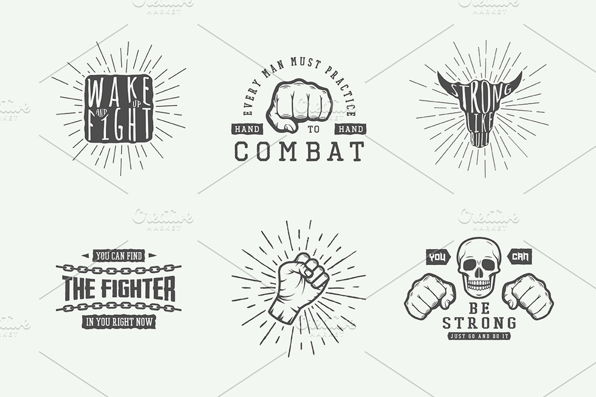 Set of vintage fighting emblems, a Branding & Logo Template by AkimD (Photo 8 of 10)