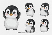 15 Bundle Watercolor Baby Penguin, an Animal Illustration by Morspective (Thumbnail 7 of 8)