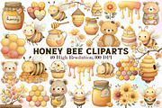 Honey Bee Watercolor Cliparts, an Illustration by Sublimation Artist (Thumbnail 1 of 7)