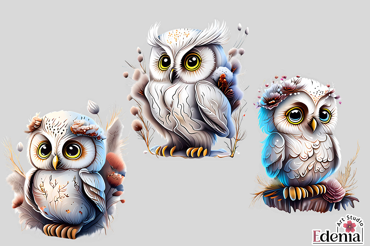 Cute Winter Owls Clipart Sublimation, an Animal Illustration by EdeniaArtStudio (Photo 6 of 6)