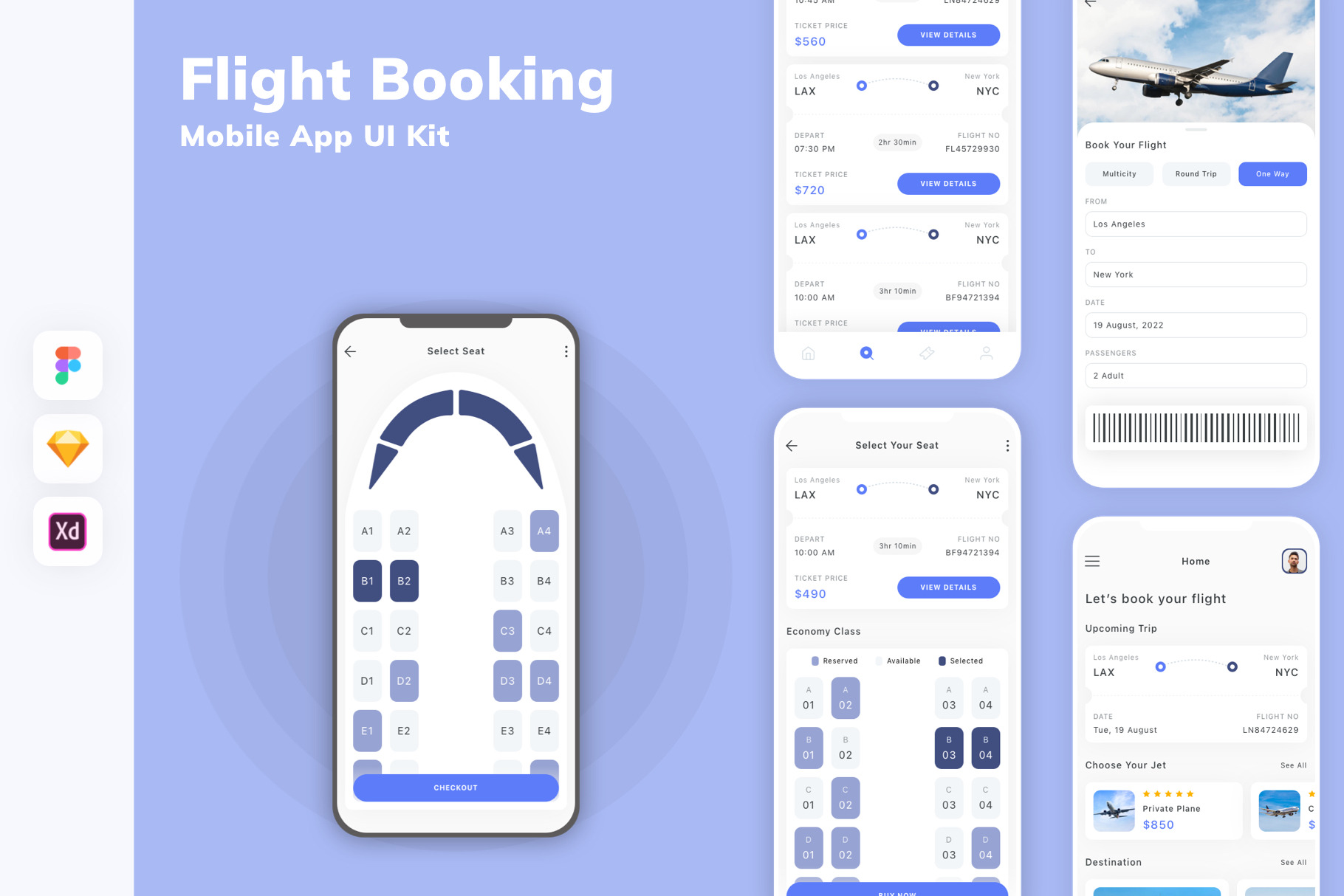 Flight Booking Mobile App UI Kit, an UI Kit Template by uicube