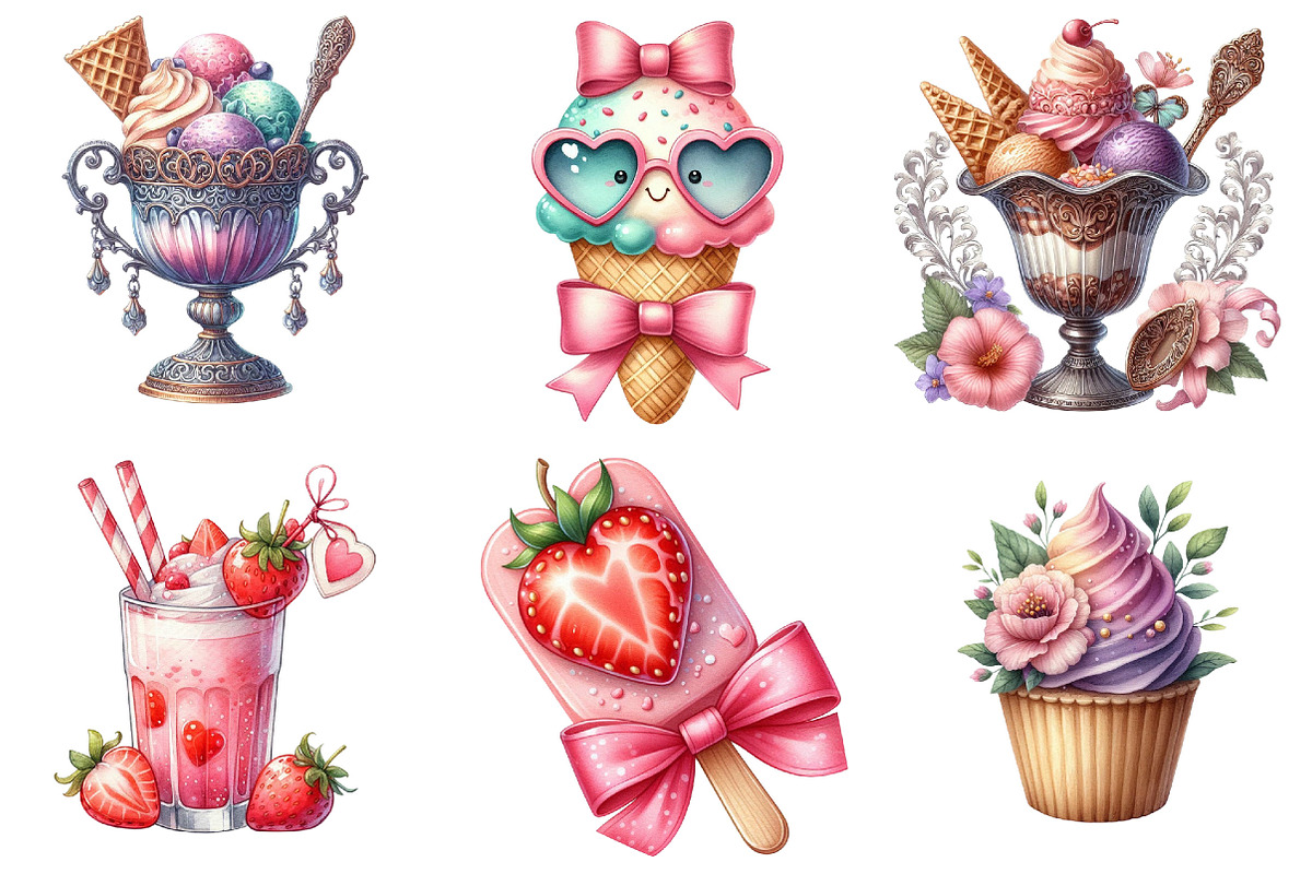 Coquette Ice Cream Shop Clipart, an Illustration by Pixels.Craft (Photo 4 of 9)