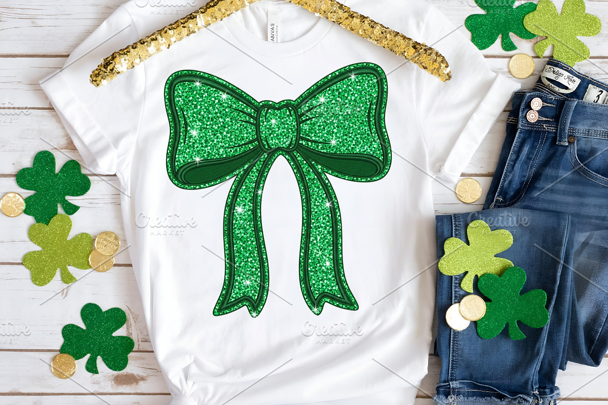 St. Patrick’s Day Glitter Bow PNG, an Illustration by Canvas Craft (Photo 4 of 4)